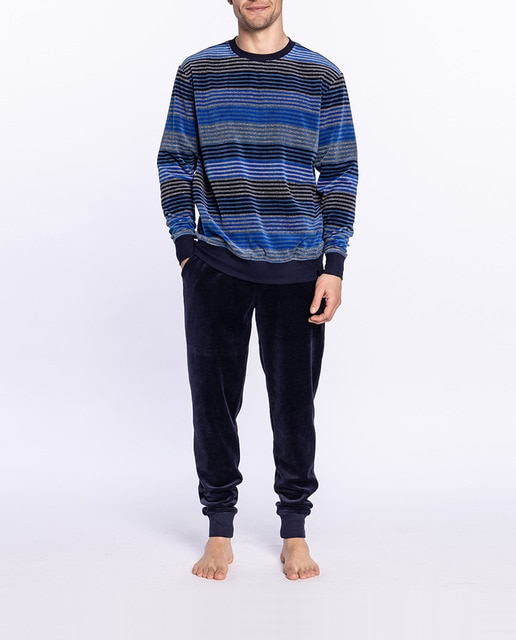 Pijama velour de hombre cuello caja