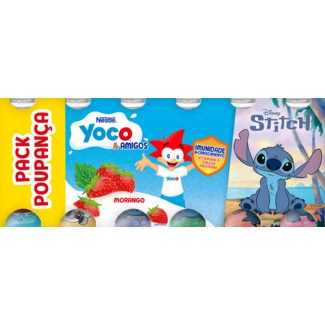 Yoco Iogurte Líquido Morango Pack 12 unidades embalagem 90 g