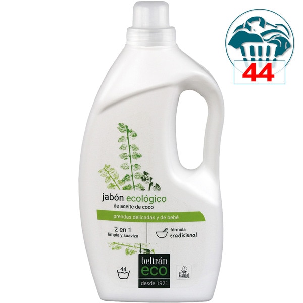 detergente líquido ecológico 2 en 1 de aceite de coco para prendas delicadas y de bebé Flasche 44 Dosis
