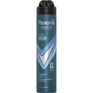REXONA MEN desodorante Advance Protection Cobalt Dry antitranspirante 72h Body Heat Activate spray 200 ml