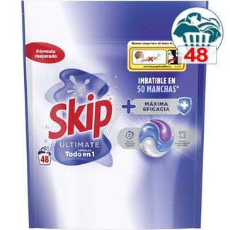 SKIP Ultimate 3 in 1 Maximum Efficiency capsule detergent bag 48 dose
