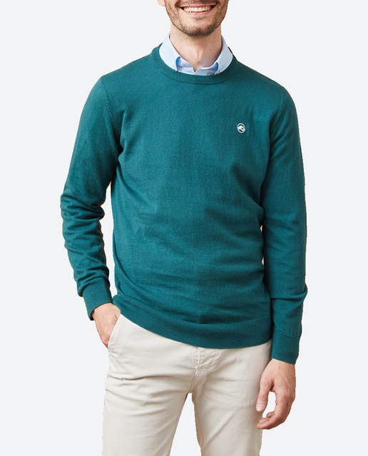 Jersey de hombre liso de cuello redondo.