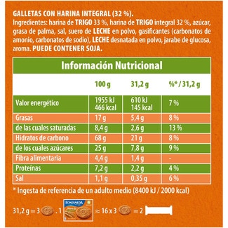 Marie Lu galletas integrales con fibra y cereales caja 520 g - Fontaneda