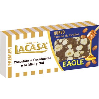 LACASA Premier Eagle chocolate and peanut praline nougat with honey and salt tablet 225 g