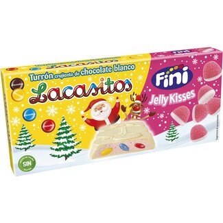 LACASITOS weißer Schokoladen-Turrón mit Jelly Kisses Fini glutenfrei Tafel 215 g