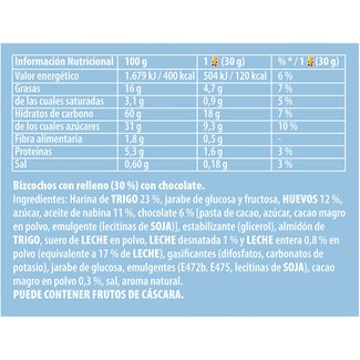 Bizcochitos rellenos de chocolate 5 unidades paquete 150 g - Fontaneda