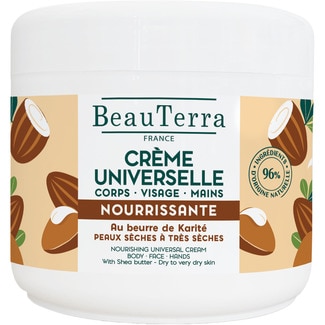 BEAUTERRA crema nutritiva corporal Universal manteca de Karité y aceite de aguacate tarro 400 ml para pieles secas o muy secas