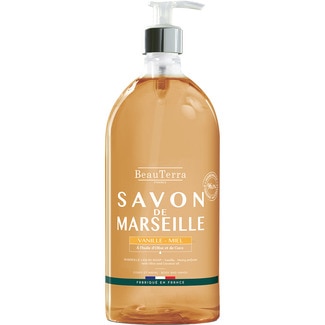 BEAUTERRA jabón de Marsella vainilla y miel para baño y ducha protege la piel de la deshidratación dosificador 1 l