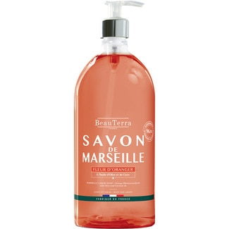 BEAUTERRA jabón de Marsella flor de naranjo para baño y ducha protege la piel de la deshidratación dosificador 1 l