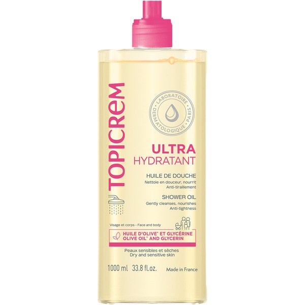 Ultrafeuchtigkeitsduschöl für empfindliche trockene Baby-, Kinder- und Erwachsenenhaut Dosierspender 1 l für Körper, Gesicht und Kopfhaut