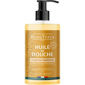 BEAUTERRA aceite de ducha tropical con argán y macadamia con perfume Ylang-Ylang y Frangipani dosificador 750 ml