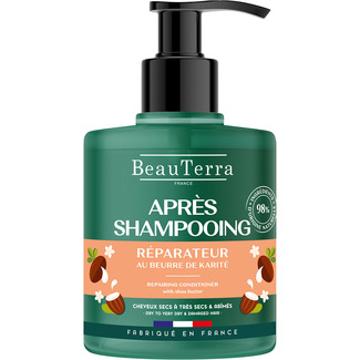 BEAUTERRA acondicionador reparador para todo tipo de cabello enriquecido con manteca de karité dosificador 500 ml