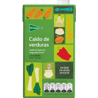 EL CORTE INGLES caldo de verduras con aceite de oliva virgen extra sin gluten envase 1 l