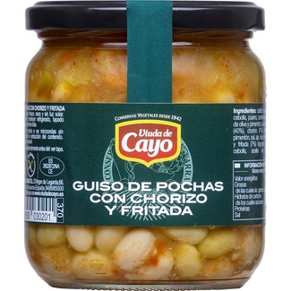 VIUDA DE CAYO guiso de pochas con chorizo y fritada sin gluten frasco 345 g neto escurrido
