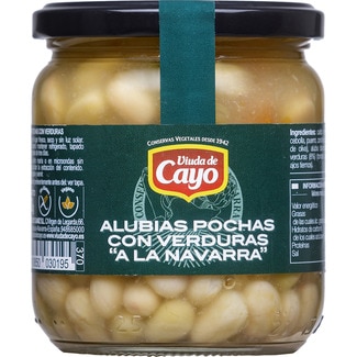 VIUDA DE CAYO alubias pochas con verduras a la Navarra sin gluten frasco 345 g neto escurrido