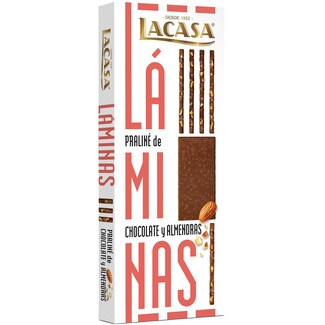 LACASA Laminas turrón de praliné de chocolate y almendras estuche 128 g