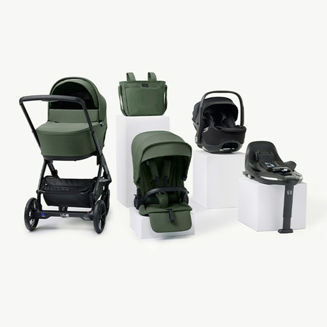 Jané - Pack Jané carrito Keep con silla de coche y accesorios verde y negro.