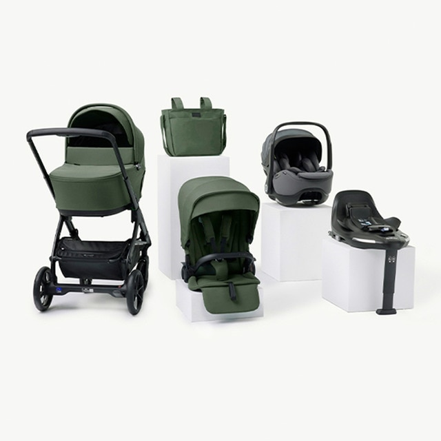 Jané - Pack Jané carrito Keep con silla de coche y accesorios verde y gris.