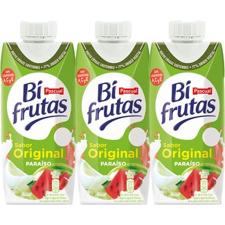 PASCUAL BI FRUTAS Paradise fruit juice and skimmed milk drink from concentrate 3-pack cartons 330 ml