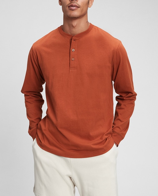 Camiseta de hombre roja de manga larga