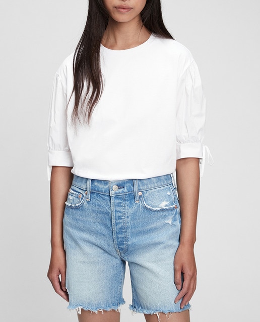 Blusa de mujer corta con manga globo