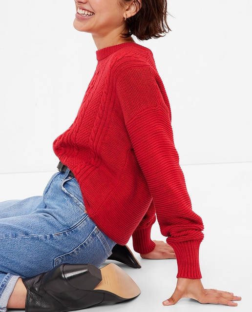 Jersey de punto con cuello caja de mujer
