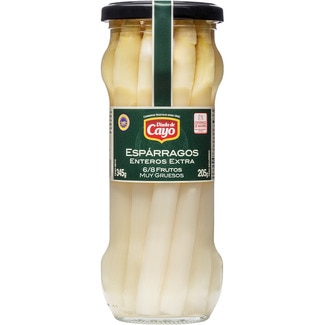 VIUDA DE CAYO Weißer dicker Spargel extra, g.g.A. Navarra sehr dick 6-8 Stück Flacon 205 g netto Abtropfgewicht