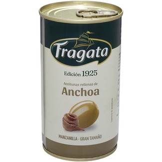 FRAGATA aceitunas rellenas de anchoa de gran tamaño lata 150 g neto escurrido