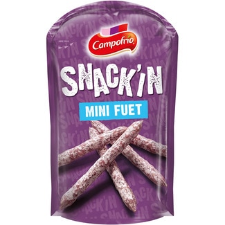 CAMPOFRIO Snack'in Ministicks aus Fuet-Hartwurst für zwischendurch Tasche 50 g