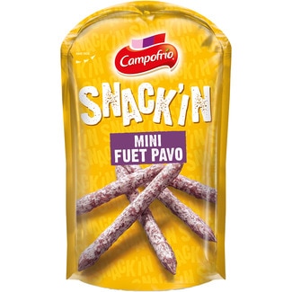 CAMPOFRIO Snack'in Mini Sticks Puten-Fuet Hartwurst für zwischendurch Behälter 50 g
