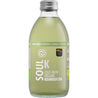 SOUL K Cold Brew Bio-Kombucha Green Bliss aus Zitronengras, Lavendel und Spirulina Flasche 250 ml