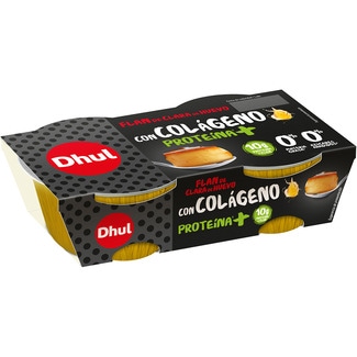 DHUL flan con proteínas de clara de huevo desnatado 0% m.g. 0% azúcares añadidos pack 2 unidades 110 g sin gluten