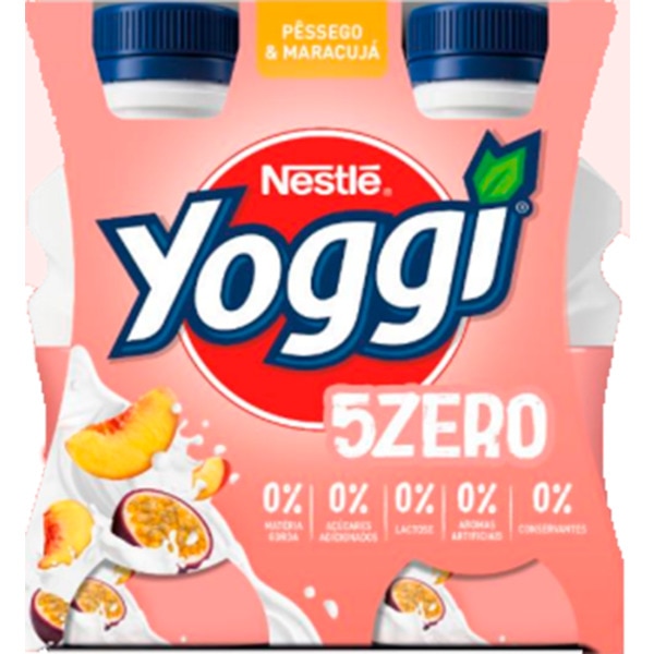 Iogurte 5Zero Pêssego e Maracujá Pack 4 unidades embalagem 160 g