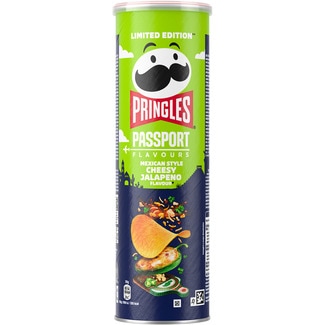 PRINGLES frittierte Kartoffelhäppchen Geschmacksrichtung Passport Mexican Style Cheesy Jalapeño Dose 165 g