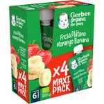 organic strawberry and banana with no added sugar for 6+ months 4-pack sachets 90 g