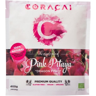 CORACAI pulpa de pitaya rosa ecológica 100% natural, vegana y sin gluten 4x100g Behälter 400 g