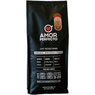 AMOR PERFECTO 100% Colombian roasted 100% Arabica coffee beans packet 250 g sweet flavour with fruity citrus notes
