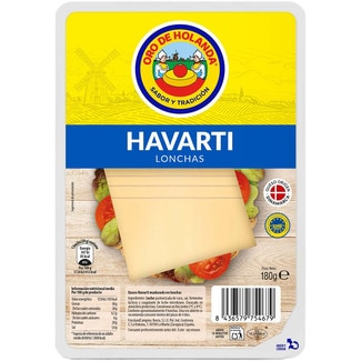 ORO DE HOLANDA dänischer Havarti-Kuhmilchkäse g.g.A. in Scheiben Behälter 180 g aus pasteurisierter Milch