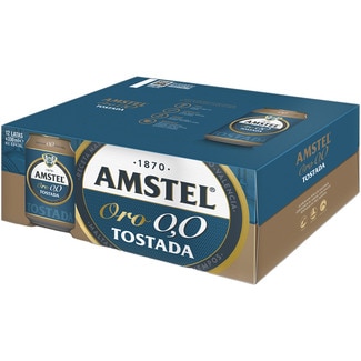 AMSTEL ORO 0,0 cerveza tostada sin alcohol pack 12 latas 33 cl
