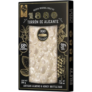 1880 harter Turrón 68% Mandel und 31% Honig nach Originalrezept aus dem 15. Jh. g.g.A. Jijona Tafel 200 g glutenfrei