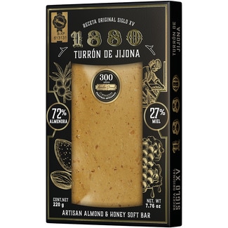 1880 weicher Turrón 72% Mandel und 27% Honig nach Originalrezept aus dem 15. Jh. g.g.A. Jijona Tafel 200 g glutenfrei