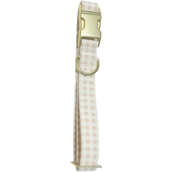 beige gingham dog collar 1 each