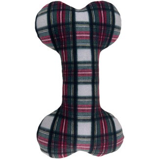 FRED&RITA juguete para perros hueso con sonido colección tartán verde y rojo 23 cm 1 unidad