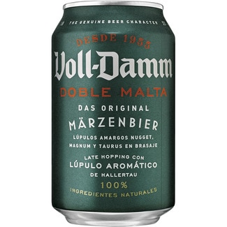 VOLL DAMM cerveza rubia extra doble malta con lúpulo aromático lata 33 cl
