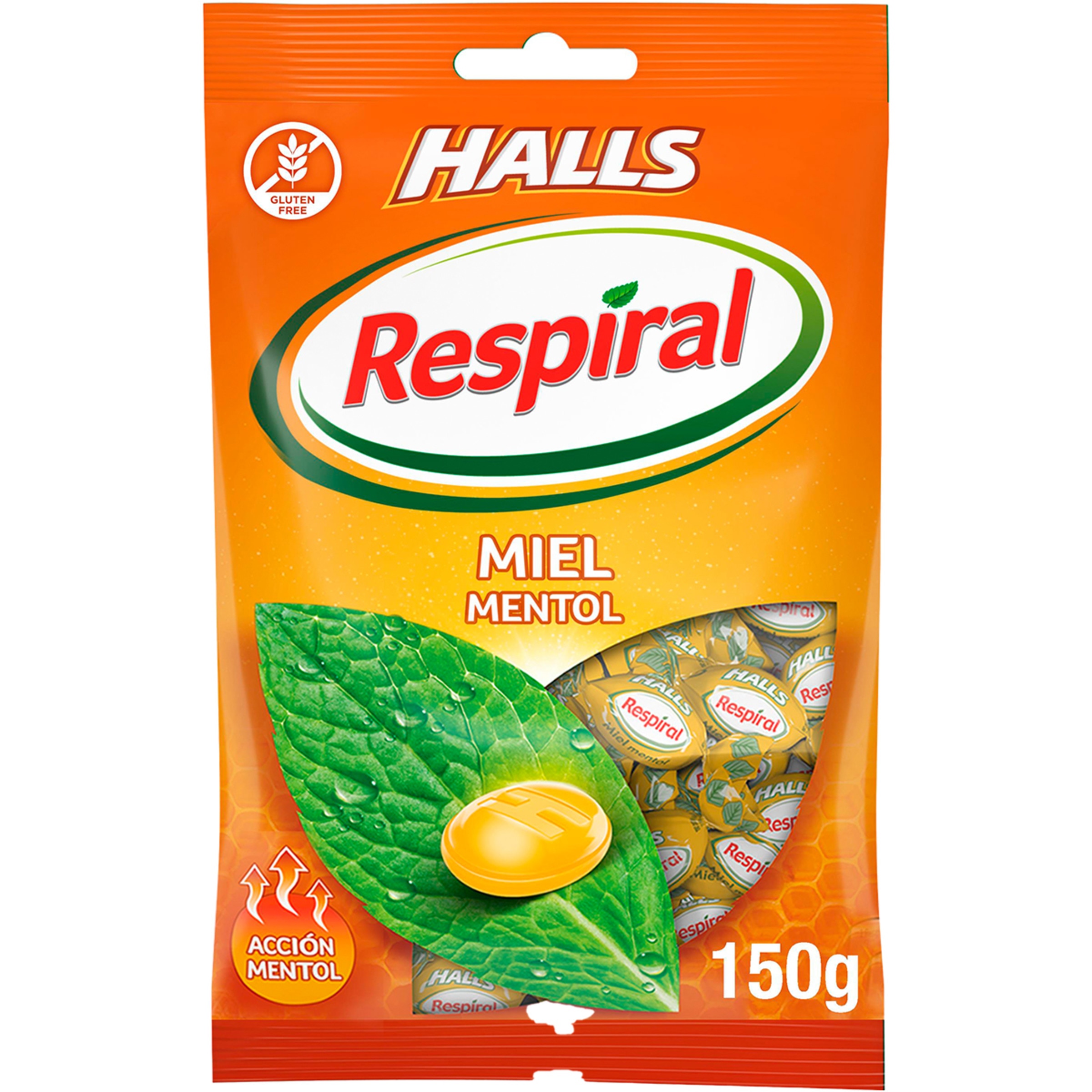 Respiral caramelos duros de miel y mentol sin gluten