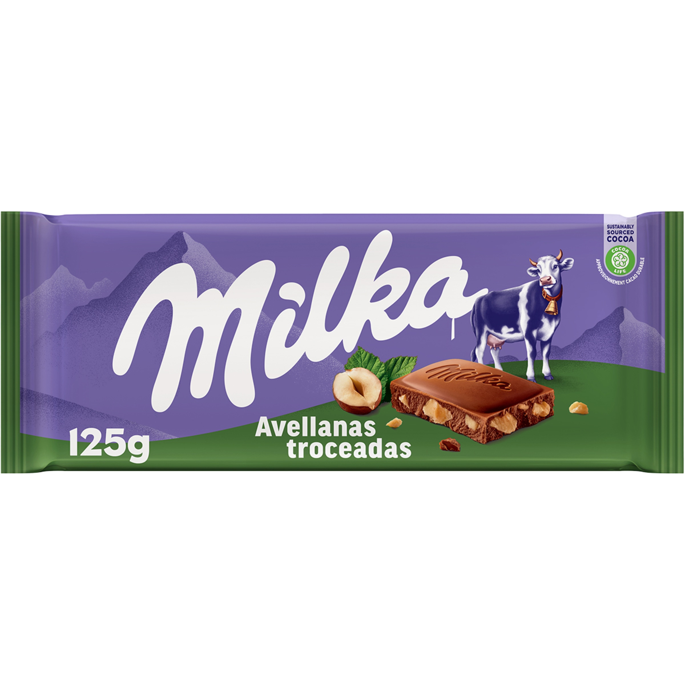 chocolate con leche y avellanas troceadas
