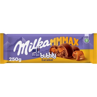 MILKA MMMAX Bubbly Milchschokolade mit Karamellfüllung Tafel 250 g