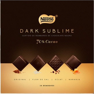 NESTLE DARK SUBLIME dunkles Schokoladenkonfekt Auswahl mit 70% Kakao Karton 145 g