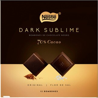NESTLE DARK SUBLIME dunkles Schokoladenkonfekt Auswahl mit 70% Kakao Original und Fleur de Sel Karton 87 g