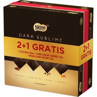 NESTLE CAJA ROJA bombones pack compuesto de 2 Caja Roja Creations 186 g + regalo 1 Dark Sublime 145 g estuche 517 g